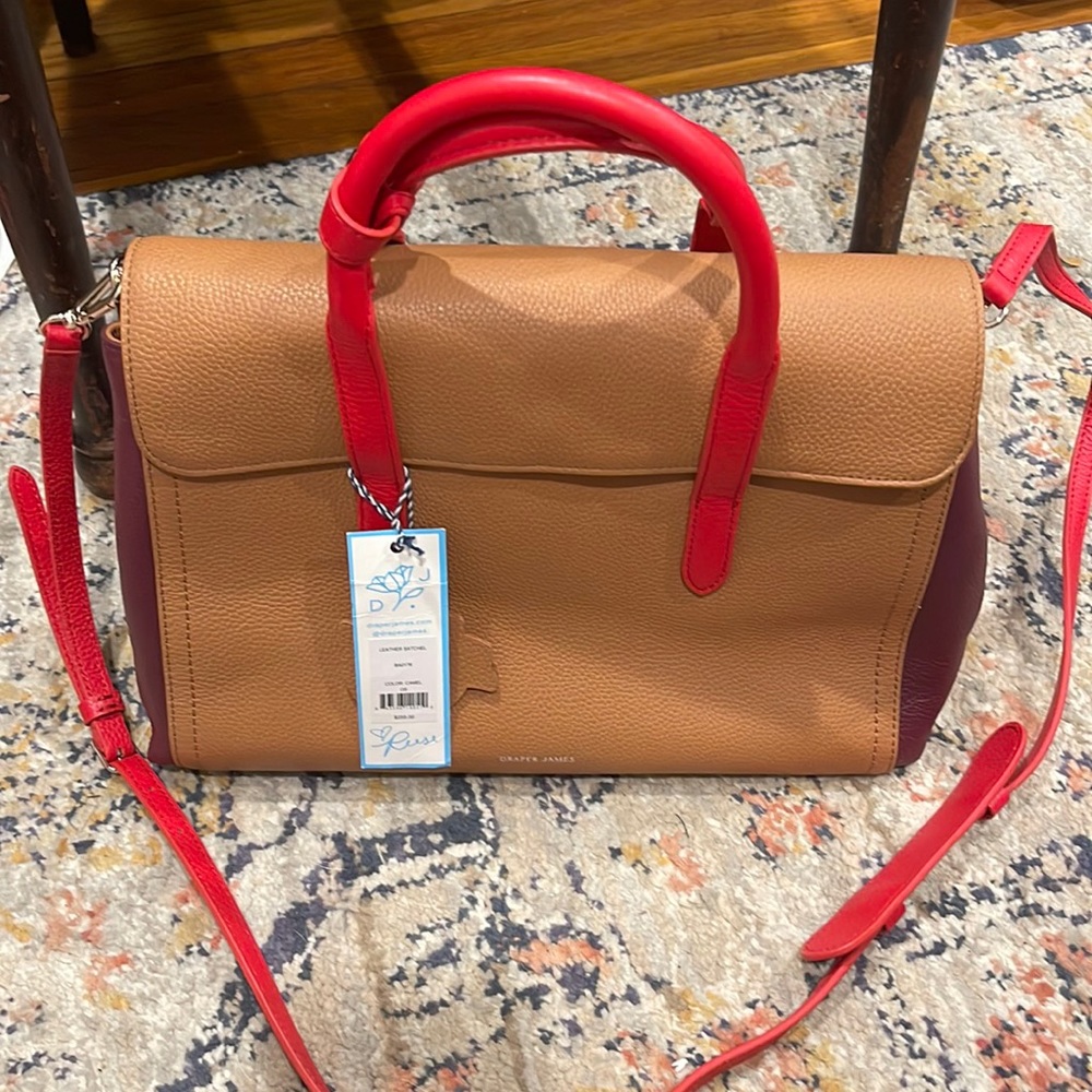 NWT Draper James Camel leather satchel